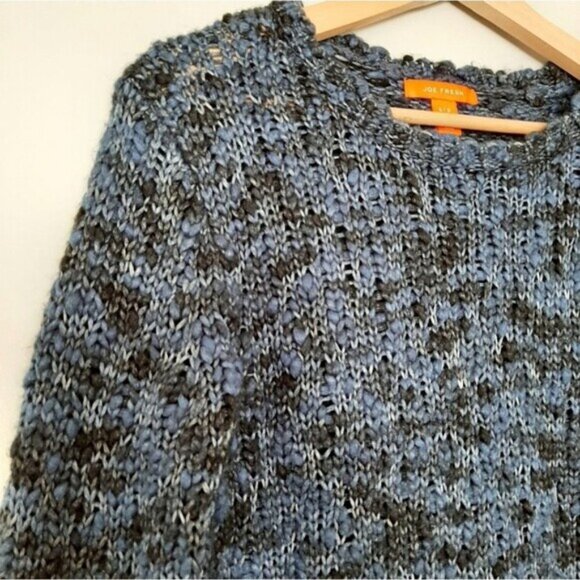 JOE FRESH \ Marled Chunky Knit Pullover Crewneck Sweater Top Blue Sz S - Picture 4 of 7